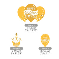Golden Birthday - Yard Sign and Outdoor Lawn Decorations - Happy Birthday Party Yard Signs - Set of 8