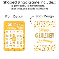Golden Birthday - Picture Bingo Cards and Markers - Birthday Party Bingo Game - Set of 18