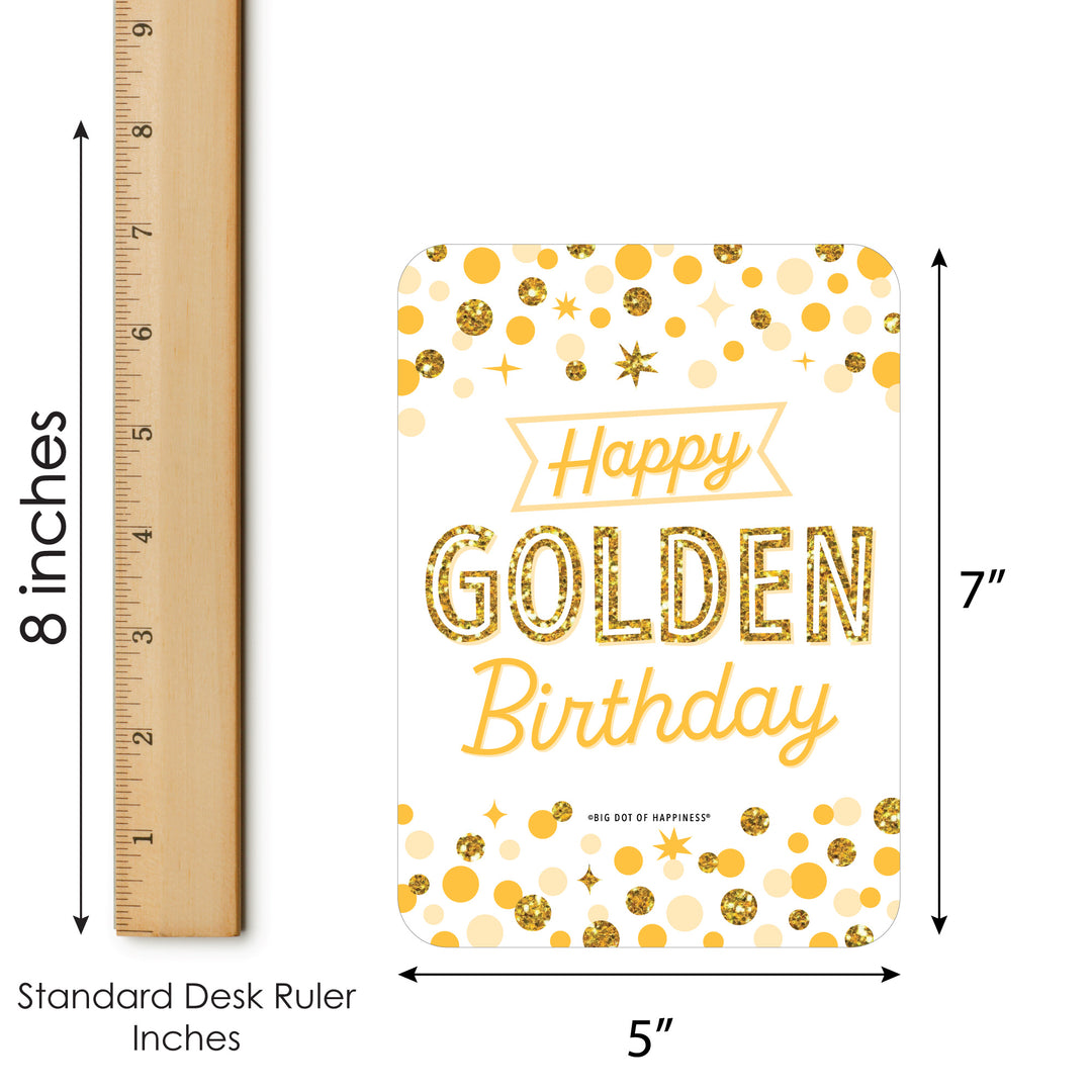 Golden Birthday - Picture Bingo Cards and Markers - Birthday Party Bingo Game - Set of 18