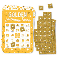 Golden Birthday - Picture Bingo Cards and Markers - Birthday Party Bingo Game - Set of 18
