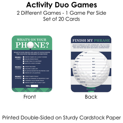 Par-Tee Time - Golf - 2-in-1 Birthday or Retirement Party Cards - Activity Duo Games - Set of 20