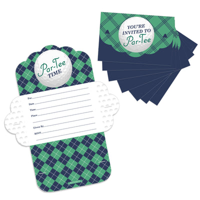 Par-Tee Time - Golf - Fill-In Cards - Birthday or Retirement Party Fold and Send Invitations - Set of 8
