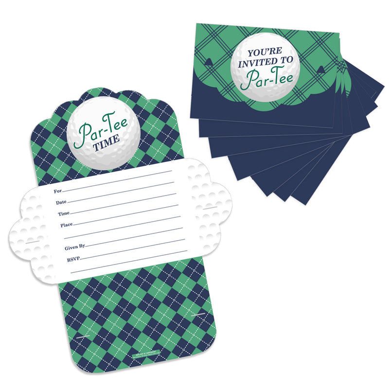 Par-Tee Time - Golf - Fill-In Cards - Birthday or Retirement Party Fold and Send Invitations - Set of 8