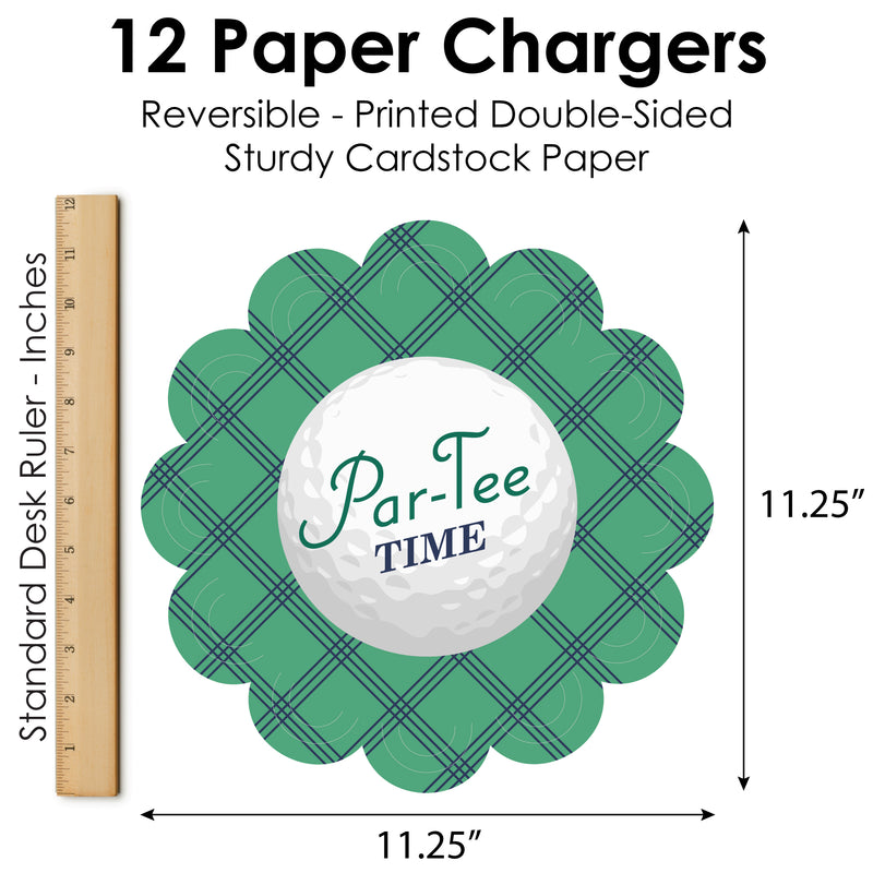 Par-Tee Time - Golf - Birthday or Retirement Party Round Table Decorations - Paper Chargers - Place Setting For 12