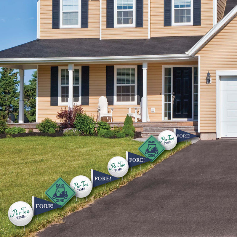 Par-Tee Time - Golf - Lawn Decorations - Outdoor Retirement, Baby Shower or Birthday Party Yard Decorations - 10 Piece