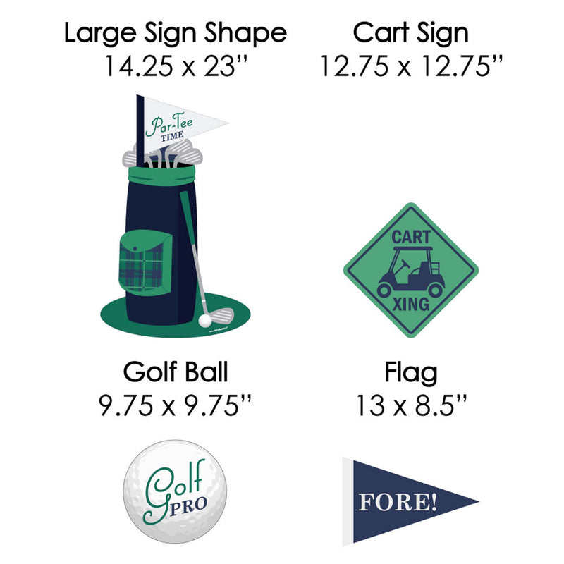 Par-Tee Time - Golf - Yard Sign & Outdoor Lawn Decorations - Birthday or Retirement Party Yard Signs - Set of 8