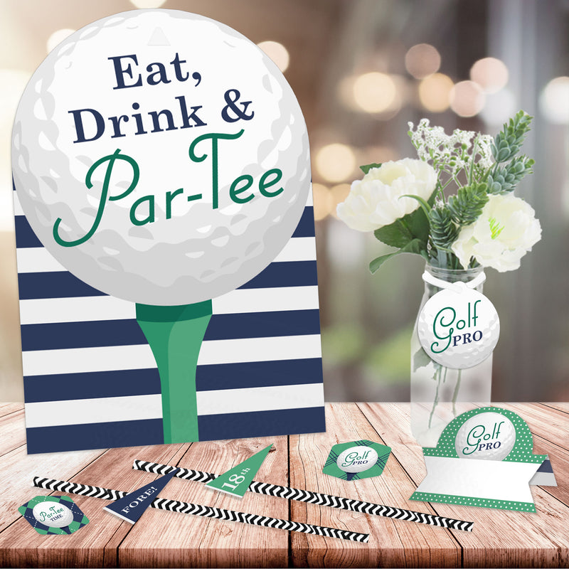 Par-Tee Time - Golf - DIY Birthday or Retirement Party Signs - Snack Bar Decorations Kit - 50 Pieces