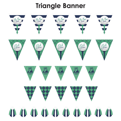 Par-Tee Time - Golf - DIY Birthday or Retirement Party Pennant Garland Decoration - Triangle Banner - 30 Pieces