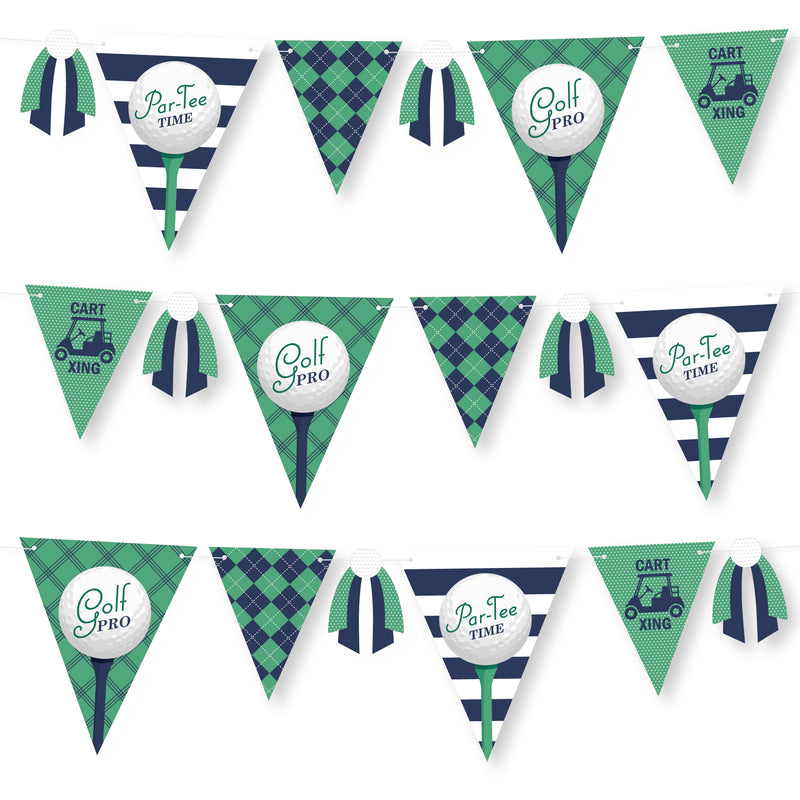 Par-Tee Time - Golf - DIY Birthday or Retirement Party Pennant Garland Decoration - Triangle Banner - 30 Pieces