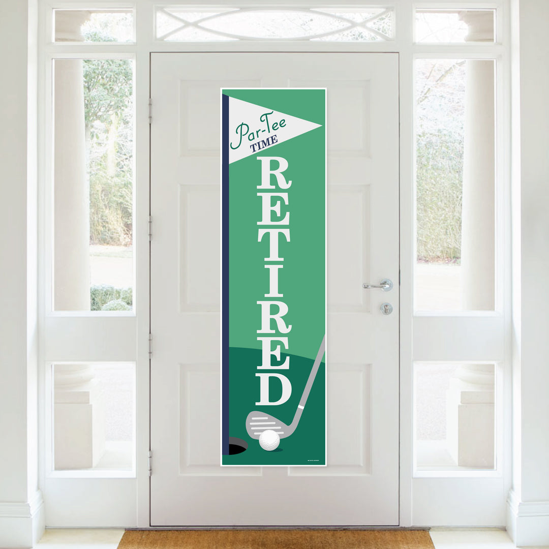 Par-Tee Time - Golf - Retirement Party Front Door Decoration - Vertical Banner