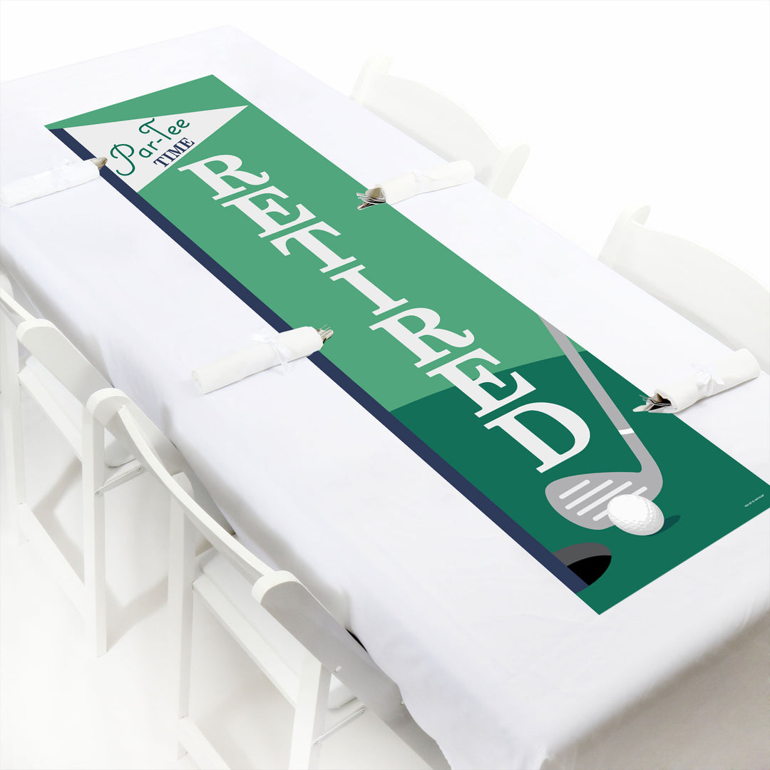 Par-Tee Time - Golf - Retirement Party Front Door Decoration - Vertical Banner