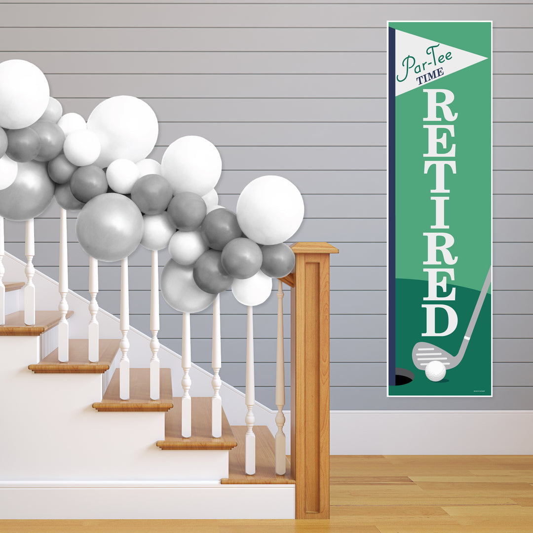 Par-Tee Time - Golf - Retirement Party Front Door Decoration - Vertical Banner