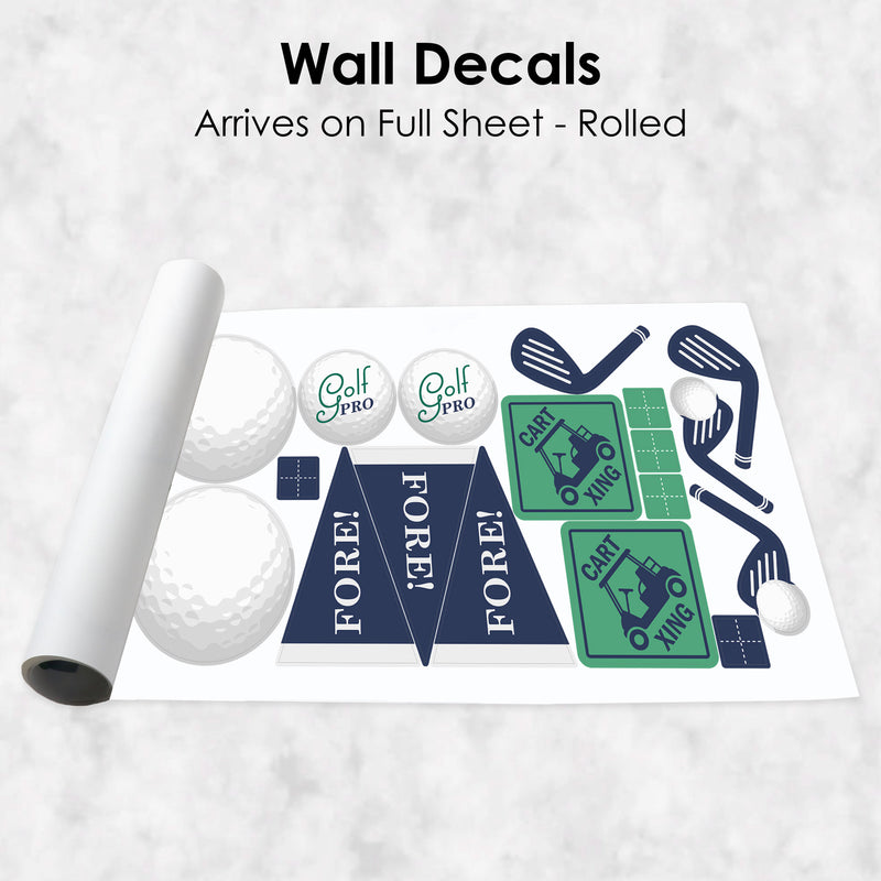 Par-Tee Time - Golf - Peel and Stick Sports Decor Vinyl Wall Art Stickers - Wall Decals - Set of 20
