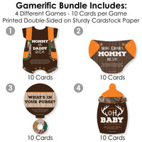 Gone Hunting - 4 Deer Hunting Camo Baby Shower Games - 10 Cards Each - Gamerific Bundle