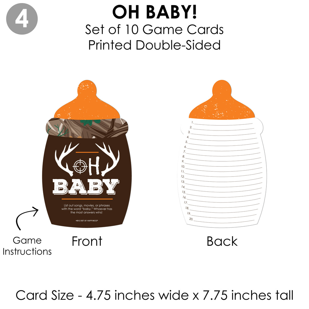 Gone Hunting - 4 Deer Hunting Camo Baby Shower Games - 10 Cards Each - Gamerific Bundle