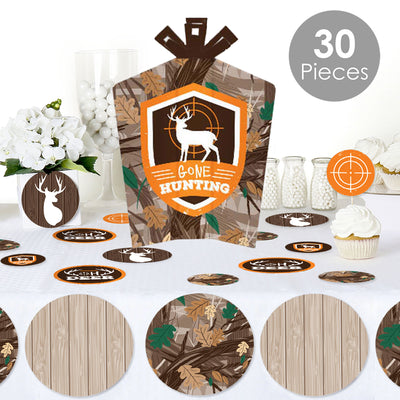 Gone Hunting - Deer Hunting Camo Baby Shower or Birthday Party Decor and Confetti - Terrific Table Centerpiece Kit - Set of 30