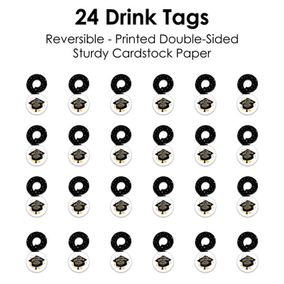 Goodbye High School, Hello College - Graduation Party Paper Beverage Markers for Glasses - Drink Tags - Set of 24
