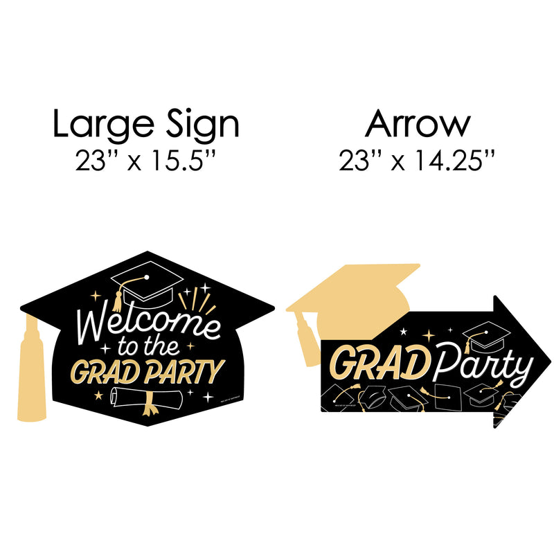 Goodbye High School, Hello College - Graduation Party Yard Sign with Stakes - Double Sided Outdoor Lawn Sign - Set of 3