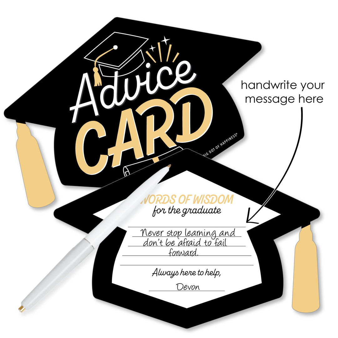 Goodbye High School, Hello College - Grad Cap Wish Card Graduation Party Activities - Shaped Advice Cards Game
