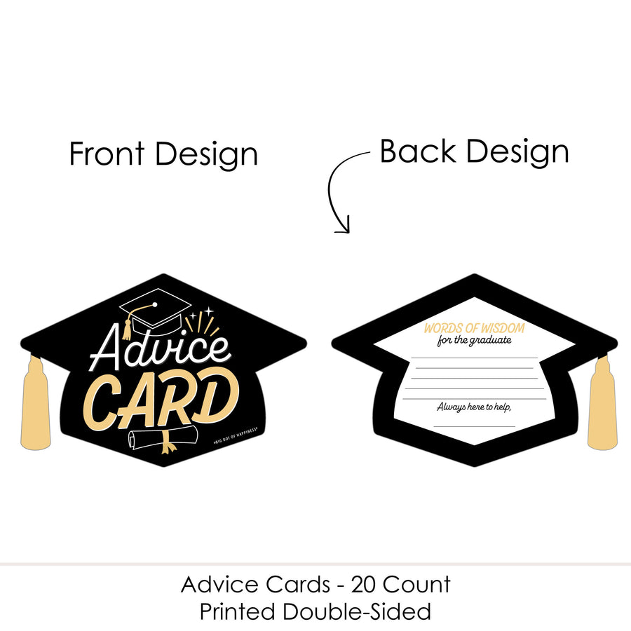 Goodbye High School, Hello College - Grad Cap Wish Card Graduation Party Activities - Shaped Advice Cards Game - Set of 20