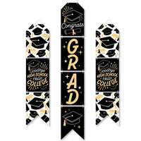Goodbye High School, Hello College - Hanging Vertical Paper Door Banners - Graduation Party Wall Decoration Kit - Indoor Door Decor