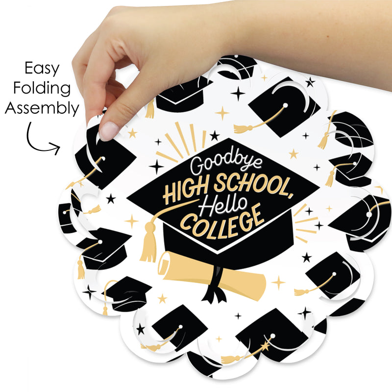 Goodbye High School, Hello College - Graduation Party Round Table Decorations - Paper Chargers - Place Setting For 12
