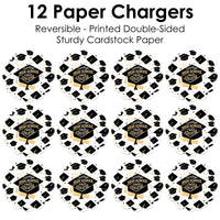 Goodbye High School, Hello College - Graduation Party Round Table Decorations - Paper Chargers - Place Setting For 12