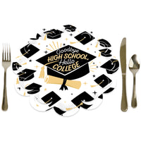 Goodbye High School, Hello College - Graduation Party Round Table Decorations - Paper Chargers - Place Setting For 12