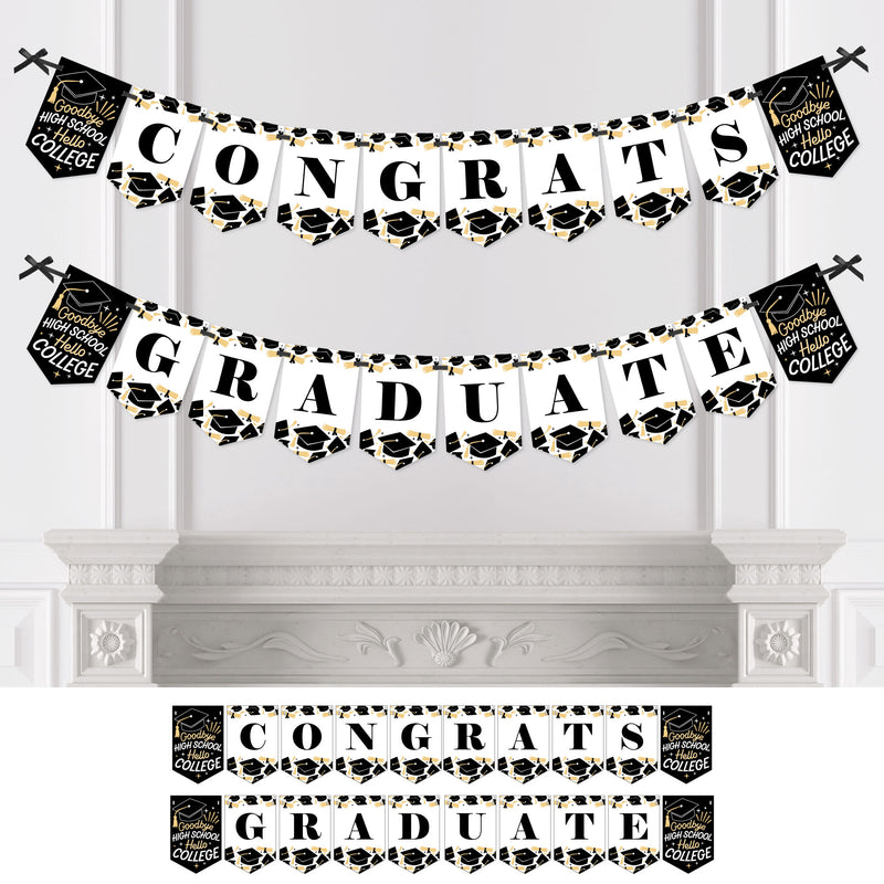 Goodbye High School, Hello College - Graduation Party Bunting Banner - Party Decorations - Congrats Grad