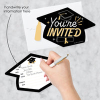 Goodbye High School, Hello College - Shaped Fill-In Invitations - Graduation Party Invitation Cards with Envelopes - Set of 12