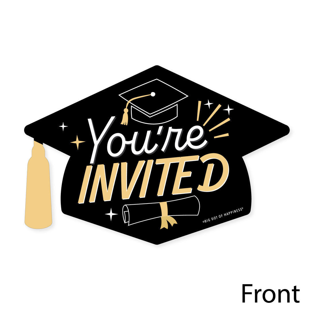 Goodbye High School, Hello College - Shaped Fill-In Invitations - Graduation Party Invitation Cards with Envelopes - Set of 12