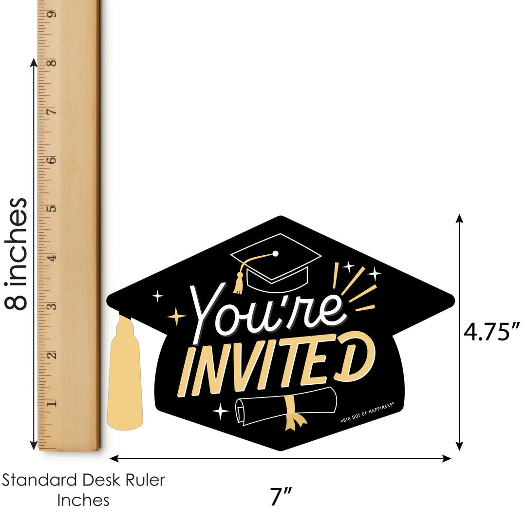 Goodbye High School, Hello College - Shaped Fill-In Invitations - Graduation Party Invitation Cards with Envelopes - Set of 12