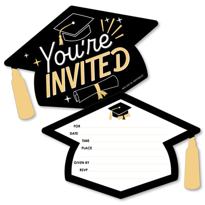 Goodbye High School, Hello College - Shaped Fill-In Invitations - Graduation Party Invitation Cards with Envelopes - Set of 12