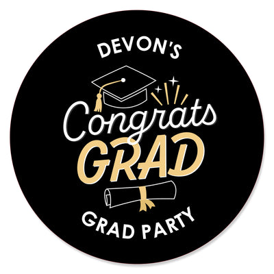 Personalized Goodbye High School, Hello College - Custom Graduation Party Favor Circle Sticker Labels - Custom Text - 24 Count