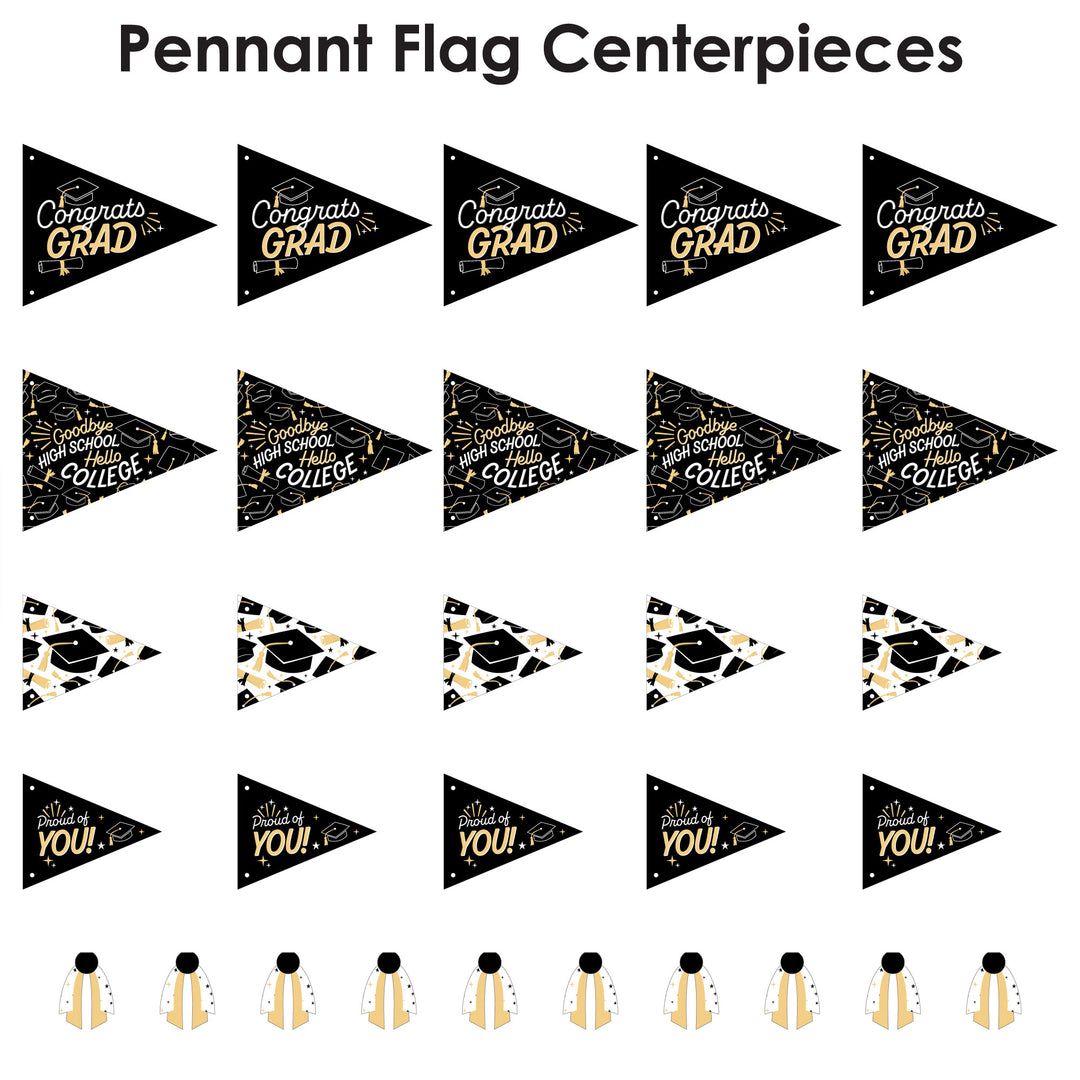 Goodbye High School, Hello College Pennant Flag Centerpieces - 20 Ct