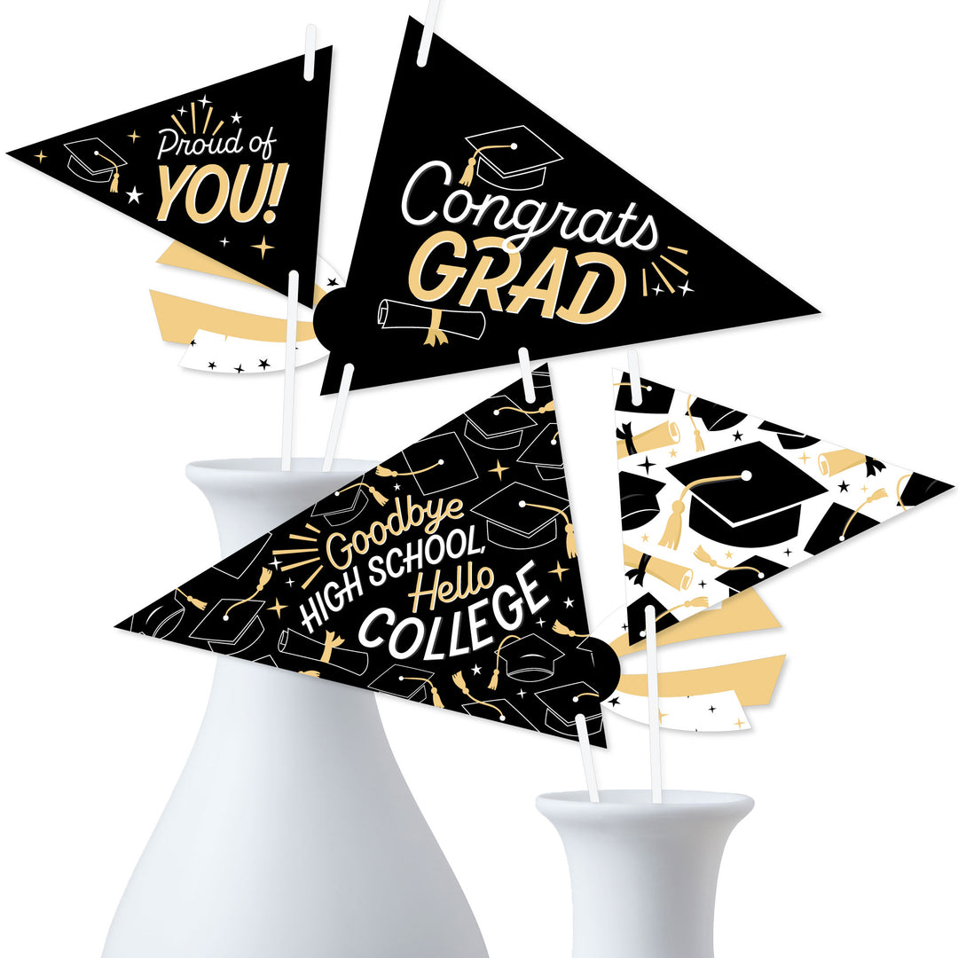 Goodbye High School, Hello College Pennant Flag Centerpieces - 20 Ct