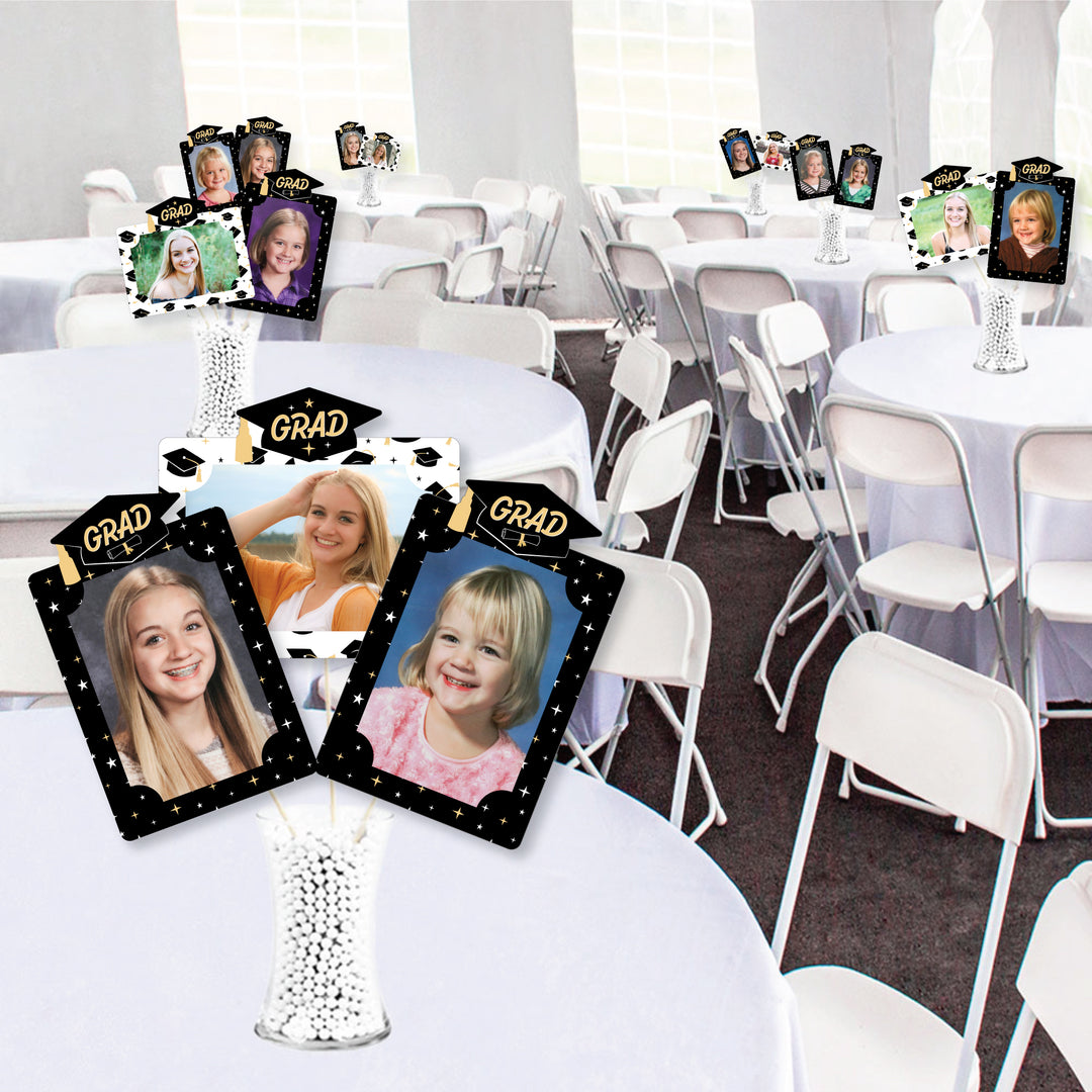 Goodbye High School, Hello College - Graduation Party Picture Centerpiece Sticks - Photo Table Toppers - 15 Pieces