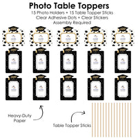 Goodbye High School, Hello College - Graduation Party Picture Centerpiece Sticks - Photo Table Toppers - 15 Pieces
