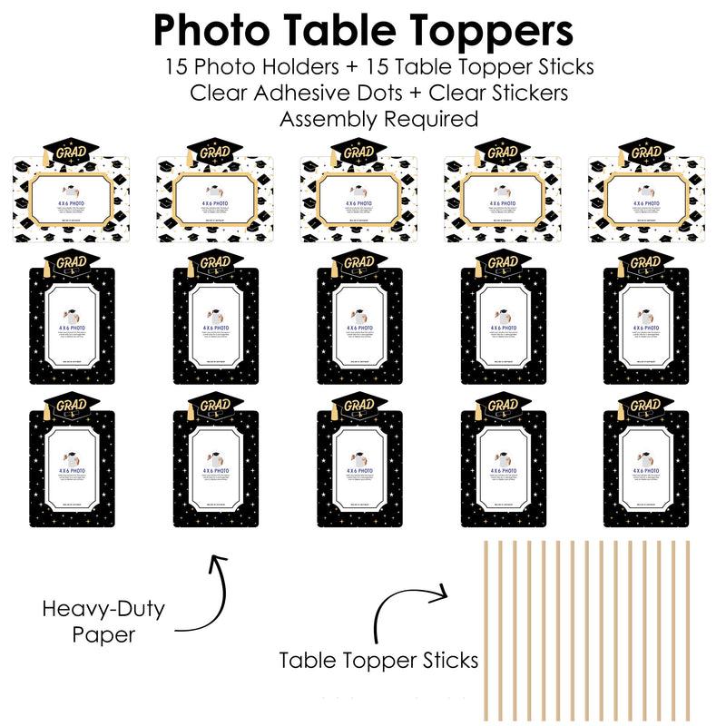 Goodbye High School, Hello College - Graduation Party Picture Centerpiece Sticks - Photo Table Toppers - 15 Pieces