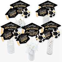 Goodbye High School, Hello College - Graduation Party Centerpiece Sticks - Table Toppers - Set of 15