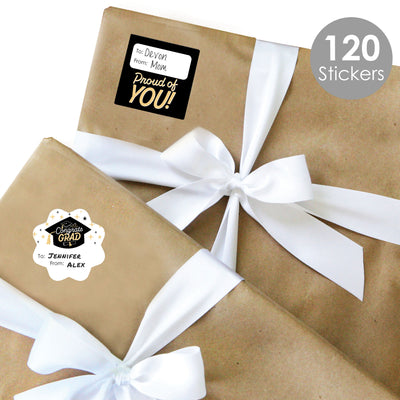 Goodbye High School, Hello College - Assorted Graduation Party Gift Tag Labels - To and From Stickers - 12 Sheets - 120 Stickers