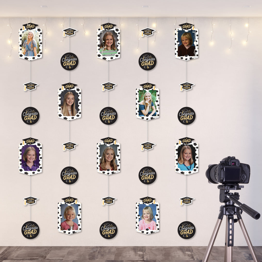 Goodbye High School, Hello College - Graduation Party DIY Backdrop Decor - Hanging Vertical Photo Garland - 35 Pieces