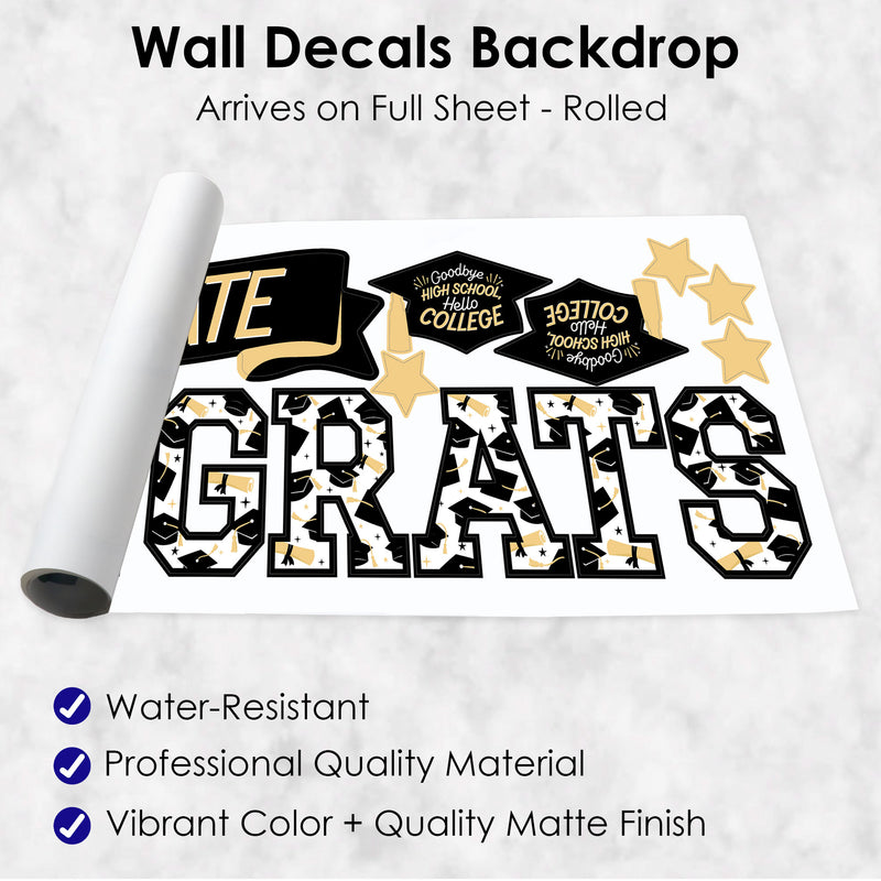 Goodbye High School, Hello College - Peel and Stick Graduation Party Decoration - Wall Decals Backdrop
