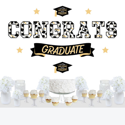 Goodbye High School, Hello College - Peel and Stick Graduation Party Decoration - Wall Decals Backdrop