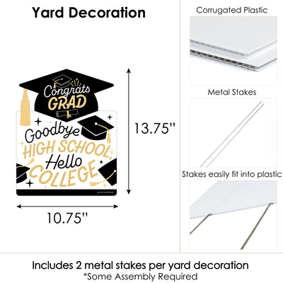 Goodbye High School, Hello College - Outdoor Lawn Sign - Graduation Party Yard Sign - 1 Piece