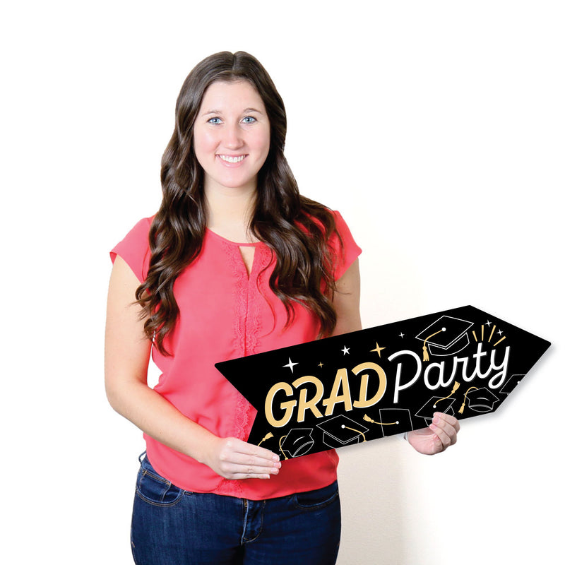 Goodbye High School, Hello College - Arrow Graduation Party Direction Signs - Double Sided Outdoor Yard Signs - Set of 6