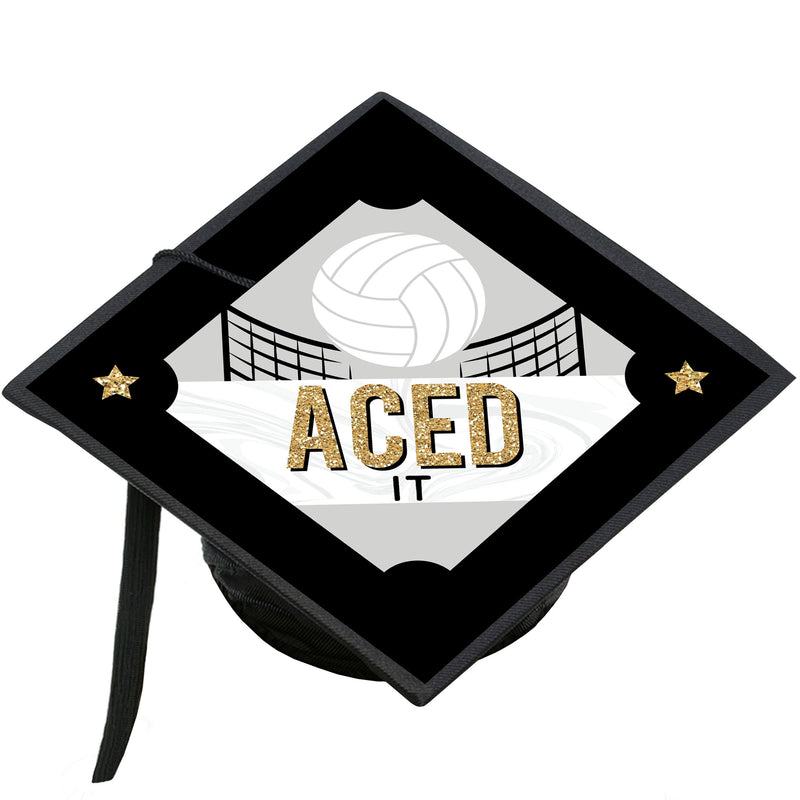 Grad Volleyball - Graduation Cap Decorations Kit - Grad Cap Cover