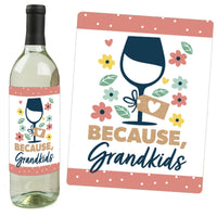 Grandma, Happy Mother's Day - We Love Grandmother Decorations for Women - Wine Bottle Label Stickers - Set of 4