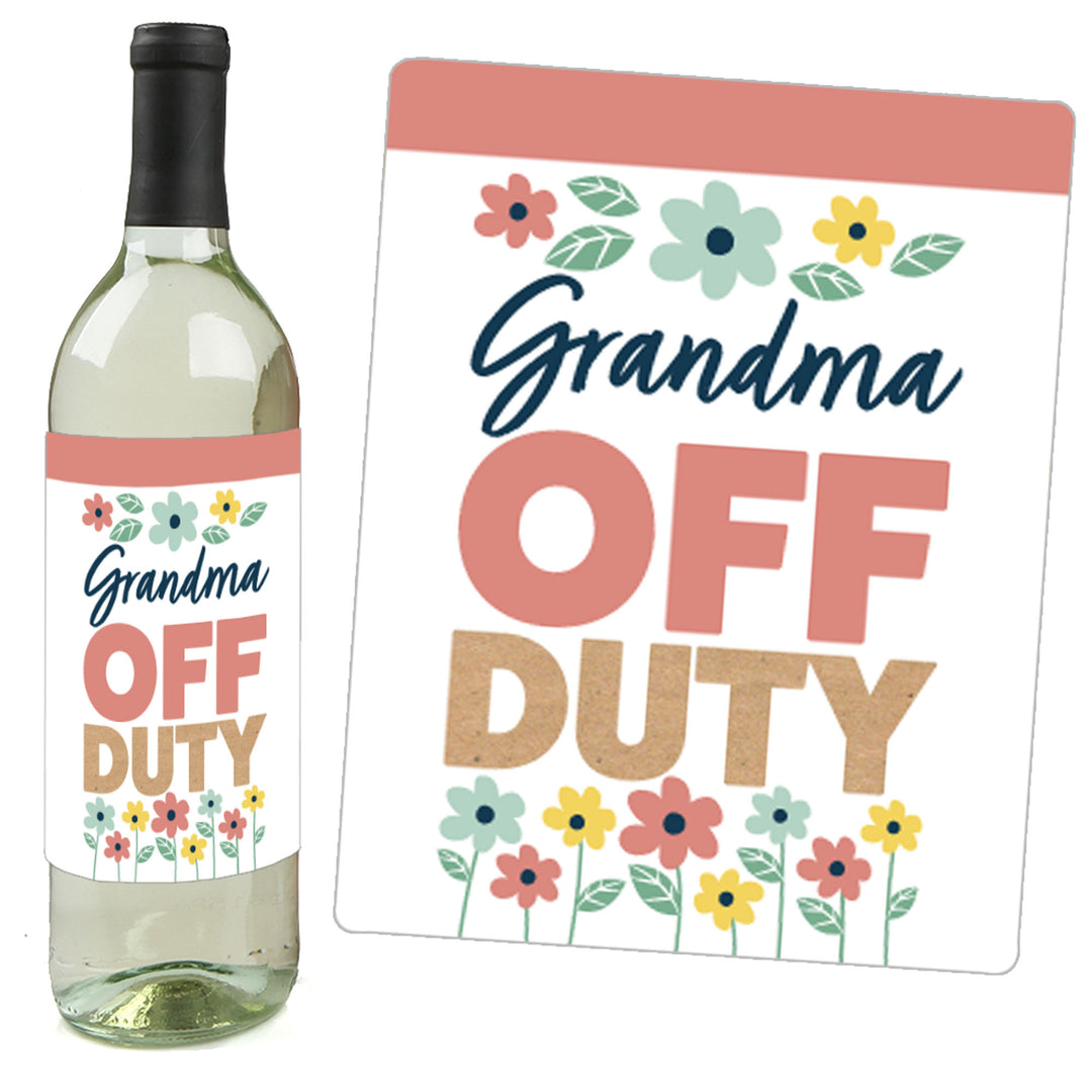 Grandma, Happy Mother's Day - We Love Grandmother Decorations for Women - Wine Bottle Label Stickers - Set of 4