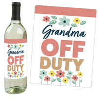 Grandma, Happy Mother's Day - We Love Grandmother Decorations for Women - Wine Bottle Label Stickers - Set of 4